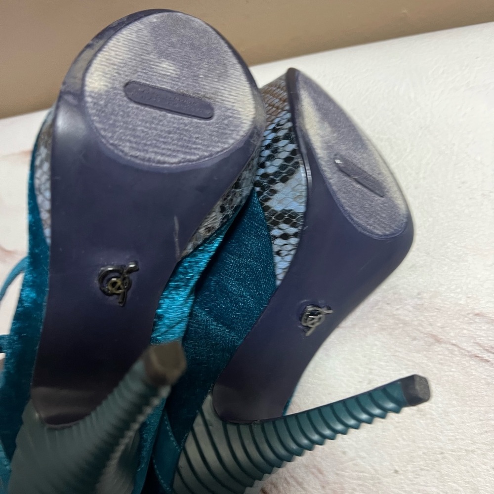 RACHEL ROY MARY JANE WOMEN'S BLUE T-STRAP PLATFORM PUMPS SIZE 6. - Picture 8 of 8